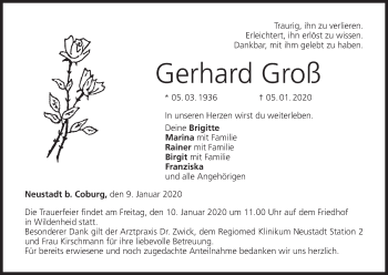Anzeige von Gerhard Groß von MGO