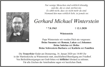 Anzeige von Gerhard Michael Winterstein von MGO