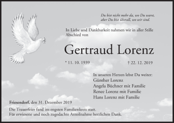 Anzeige von Gertraud Lorenz von MGO