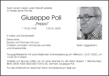 Anzeige von Giuseppe Poli von MGO