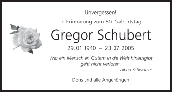 Anzeige von Gregor Schubert von MGO