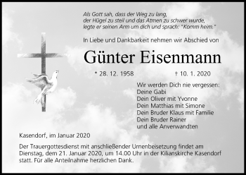 Anzeige von Günter Eisenmann von MGO