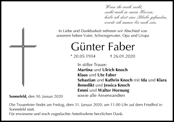 Anzeige von Günter Faber von MGO