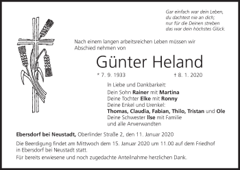 Anzeige von Günter Heland von MGO