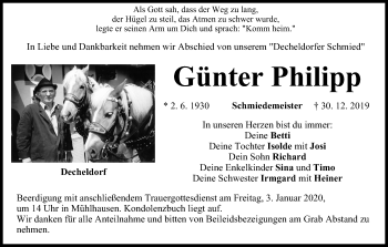Anzeige von Günter Philipp von MGO