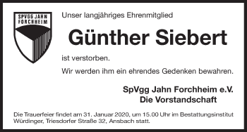Anzeige von Günther Siebert von MGO