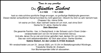 Anzeige von Günther Siebert von MGO