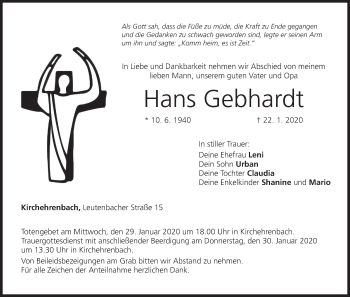 Anzeige von Hans Gebhardt von MGO