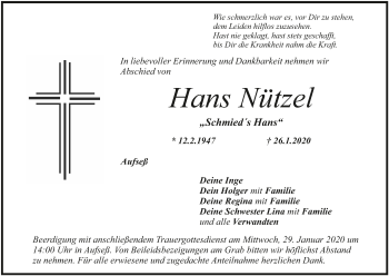 Anzeige von Hans Nützel von MGO
