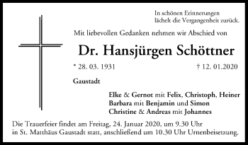 Anzeige von Hansjürgen Schöttner von MGO