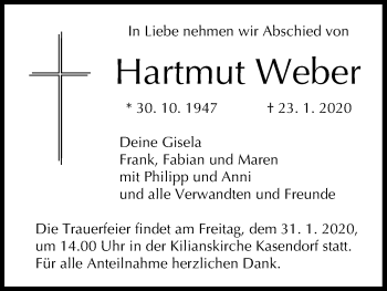 Anzeige von Hartmut Weber von MGO