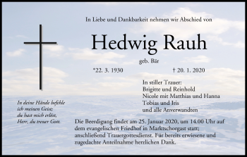 Anzeige von Hedwig Rauh von MGO