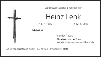 Anzeige von Heinz Lenk von MGO