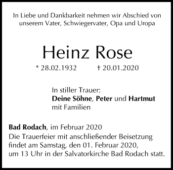 Anzeige von Heinz Rose von MGO