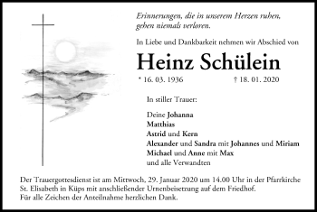 Anzeige von Heinz Schülein von MGO