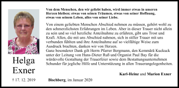 Anzeige von Helga Exner von MGO