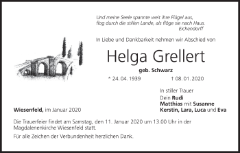 Anzeige von Helga Grellert von MGO