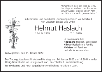 Anzeige von Helmut Haslach von MGO