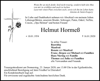 Anzeige von Helmut Hormeß von MGO