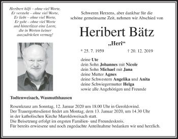 Anzeige von Heribert Bätz von MGO