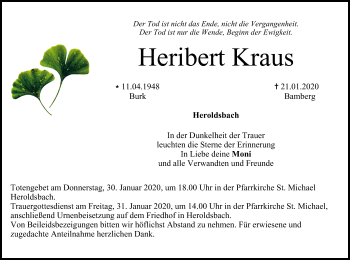 Anzeige von Heribert Kraus von MGO