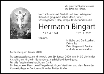 Anzeige von Hermann Bingart von MGO