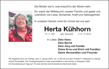 Anzeige von Herta Kühhorn von MGO