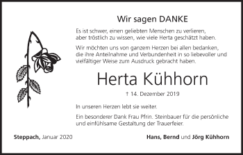 Anzeige von Herta Kühhorn von MGO