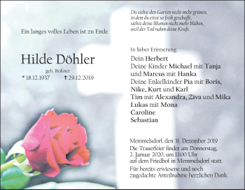 Anzeige von Hilde Döhler von MGO