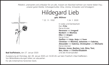 Anzeige von Hildegard Lieb von MGO