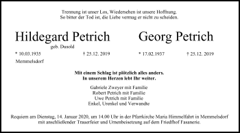 Anzeige von Hildegard Petrich von MGO