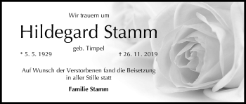 Anzeige von Hildegard Stamm von MGO