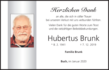 Anzeige von Hubertus Brunk von MGO