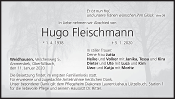 Anzeige von Hugo Fleischmann von MGO