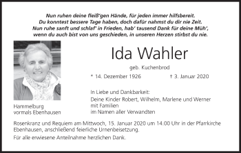 Anzeige von Ida Wahler von MGO
