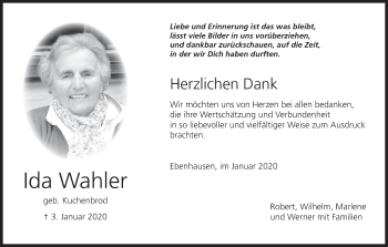 Anzeige von Ida Wahler von MGO