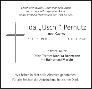 Anzeige von Ida Uschi Pernutz von MGO