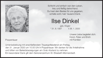Anzeige von Ilse Dinkel von MGO