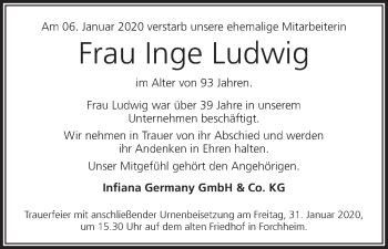 Anzeige von Inge Ludwig von MGO
