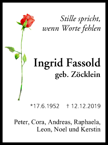 Anzeige von Ingrid Fassold von MGO