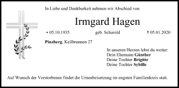 Anzeige von Irmgard Hagen von MGO