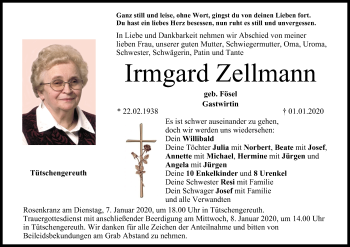 Anzeige von Irmgard Zellmann von MGO