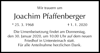 Anzeige von Joachim Pfaffenberger von MGO
