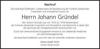Anzeige von Johann Gründel von MGO