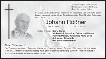 Anzeige von Johann Rößner von MGO