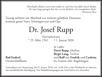 Anzeige von Josef Rupp von MGO