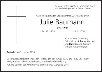 Anzeige von Julie Baumann von MGO