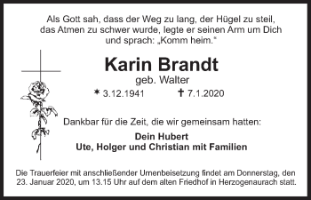 Anzeige von Karin Brandt von MGO