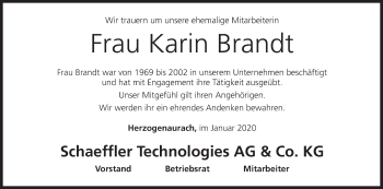 Anzeige von Karin Brandt von MGO