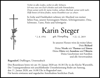Anzeige von Karin Steger von MGO